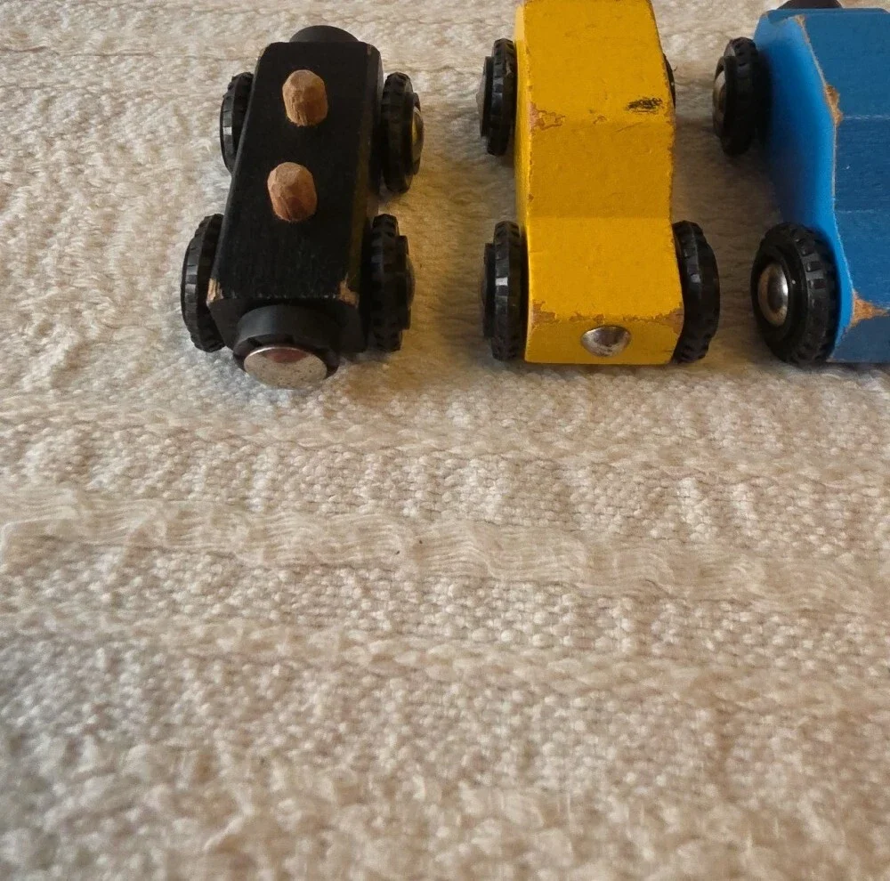 Vintage 4 Pc Of Classic BRIO magnetic Wooden Vehicles From The 1980s